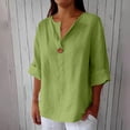 thumbnail image 2 of Blouses for Women Button Front Linen Style Loose Fit Three Season Daily Casual Short Sleeve Top Womens Tops, 2 of 6