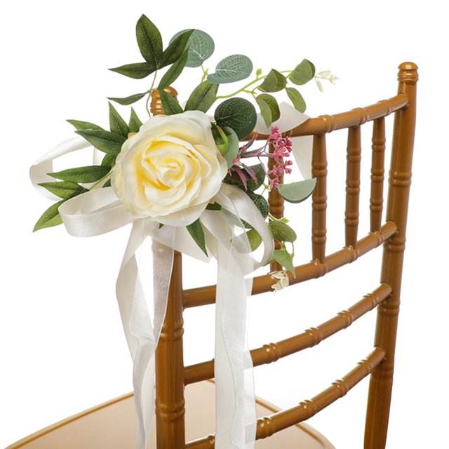 Matsuzay Accesorios de silla de bajo mantenimiento de seda Buena sensación de mano No tóxico para gatos y perros Ramo de boda Amplia Decoración Amarillo