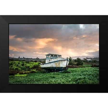 Highsmith, Carol 14x11 Black Modern Framed Museum Art Print Titled - Vintage Boat-Port Sonoma Marina in Petaluma-California