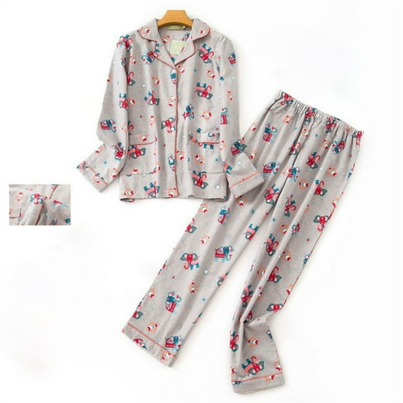 BILIKEYU Women's Flannel Brushed Cotton Cozy Warm Pajamas, Fall Pajamas Women, 2 Piece Sets for Women, Womens Pajamas Set