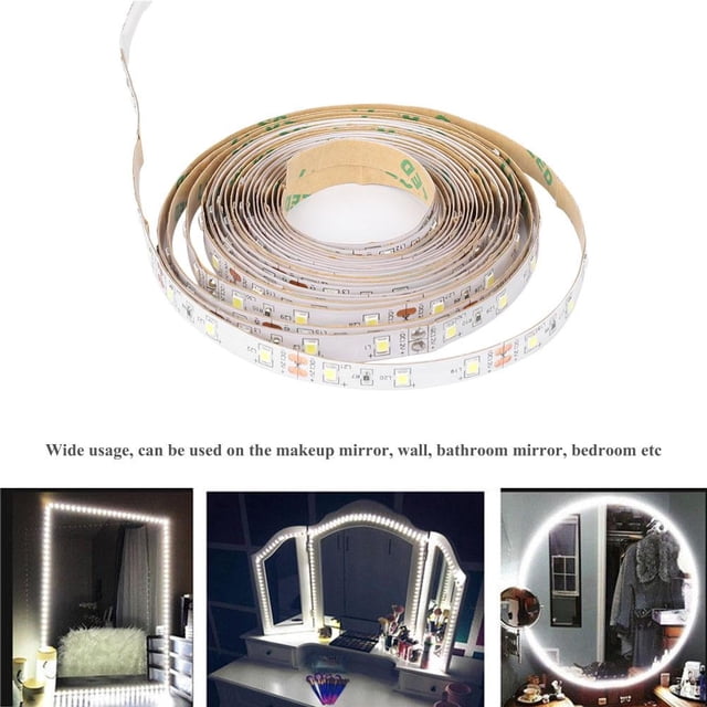 Tira de luces LED Tebru para espejo de tocador, barra de luces LED SMD 240 de 4 m, lámpara de maquillaje, kit de tira flexible