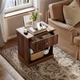 thumbnail image 3 of AKDSteel Table de Chevet Cannelé, Table de Chevet en Bois Naturel avec Tiroir et Rangement d'Armoire pour Chambre Ou Salon, 3 of 7
