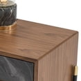 thumbnail image 5 of Mid Century Walnut and Gray Faux Marble Two Drawer Nightstand, 5 of 5
