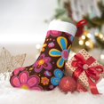 thumbnail image 6 of Flannel Christmas Stocking 17.7×11×7in Soft And Light Touch Good Socks Splicing Design Can Be Used For Hanging Retro Groovy Flowers Pattern (8), 6 of 8