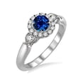 thumbnail image 2 of 1.25 Carat Antique Round cut Sapphire and Diamond Engagement Ring in 14k White Gold Sapphire and diamond engagement ring, 2 of 3