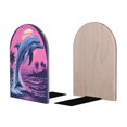 thumbnail image 2 of Susaid Hawaiian Beach Dolphin Print Wooden Bookends Decorative Book Ends for Shelves Heavy Books Holder Organizer Non-Slip Desk Book End for Kids Room Office School 1 Pairs, 2 of 8