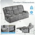 thumbnail image 6 of Reclining Loveseat Recliner Sofa Couch 3-Seater, Double Manual Recliner with Flipped Middle Seatback, Storage Pocket, Cup Holders, Hidden Charging Ports, for Living Room, 6 of 8