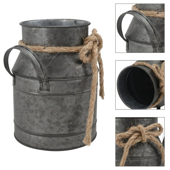 Squalise Galvanized Can Vase Rustic Shabby Chic Primitive Flower Holder Farmhouse Flower Bucket Planter for Home Office Garden Decor