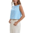 thumbnail image 4 of INSPIRE CHIC Womens Summer Cropped Tank Tops Gingham Top Button Back Casual Sleeveless Blouses Shirts XL Blue, 4 of 5