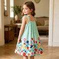 thumbnail image 4 of Letdown Toddler Girl Princess Dress Bow Tie Spaghetti Straps Smocked Summer Outfit Birthday Party A-Line Clothes, 4 of 8