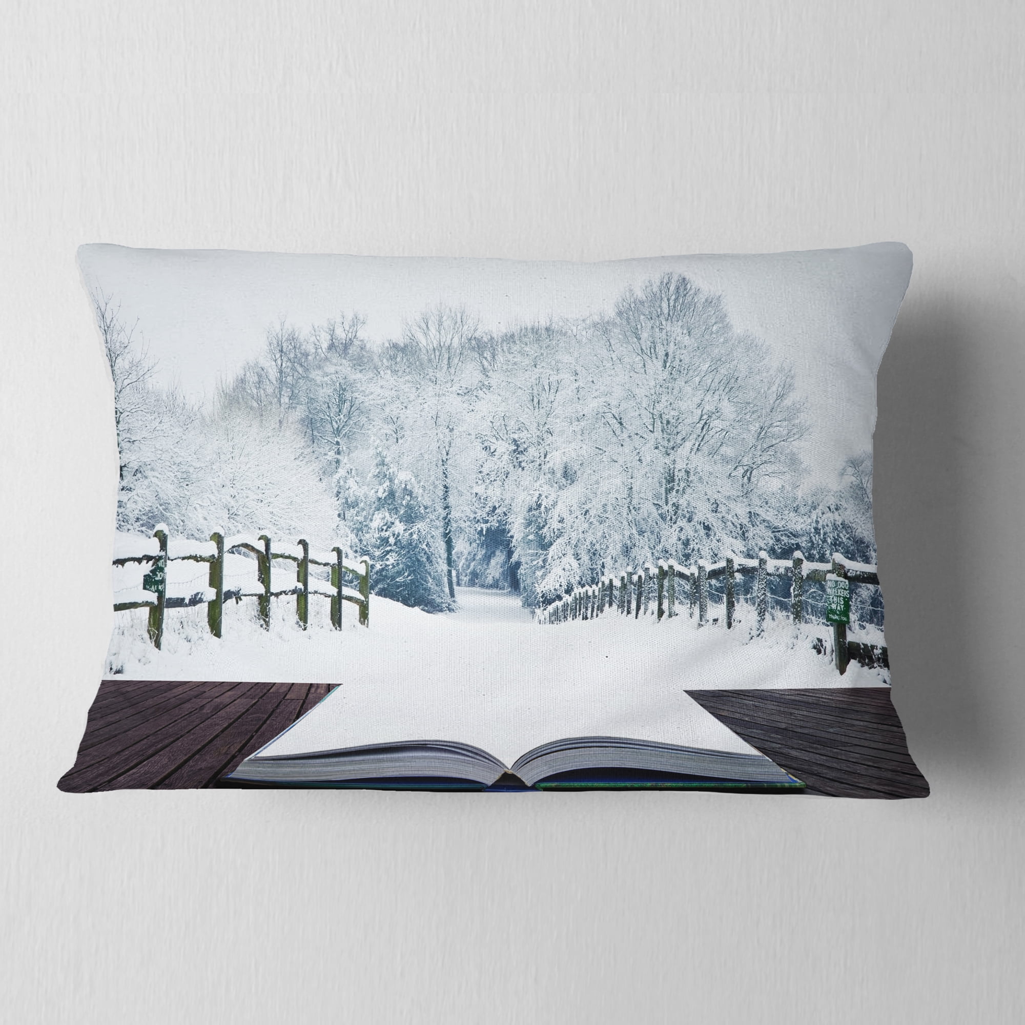 Designart Winter Wonderland - Landscape Printed Throw Pillow - 12x20