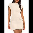 thumbnail image 2 of Vestido de Verano para Mujer, Cuello Alto, Corta, Minivestido de Fiesta, Color Albaricoque S, 2 of 8