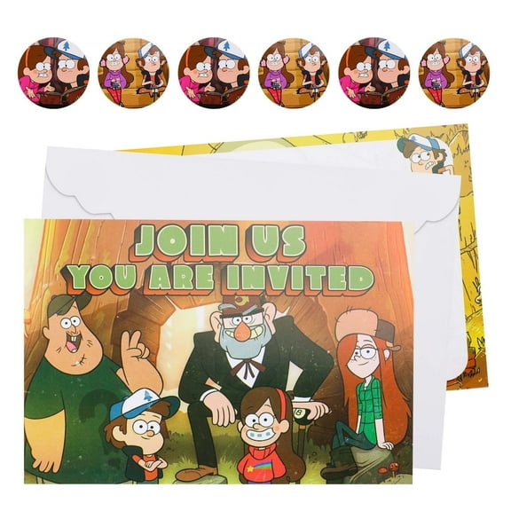 16-Piece set with envelopes and stickers for monster birthday invitations, town party invitations, blank name party invitation cards, birthday party decorations