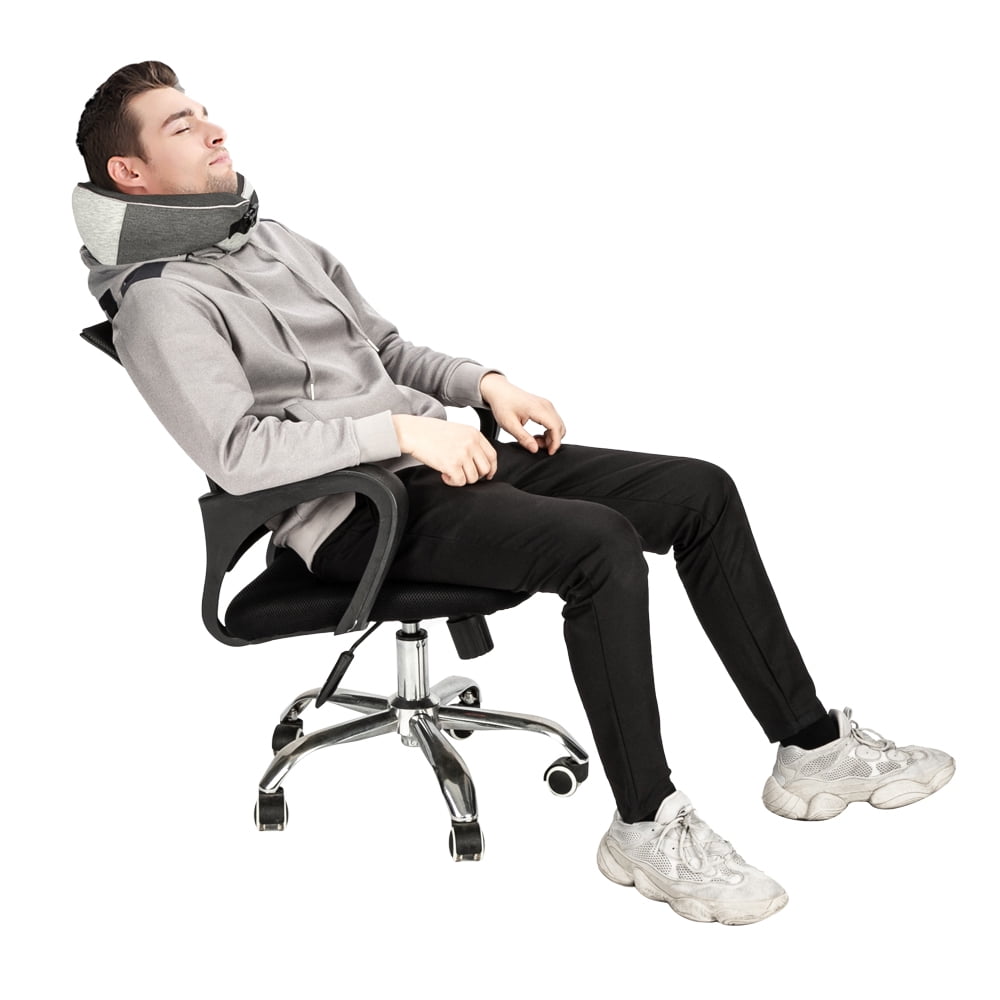 Lowestbest Travel Pillow, U Shaped Neck Pillow, Arc Neck Pillow whit Buckle, Travel Head Cervical Support, Gray