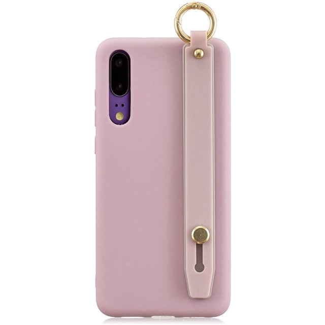 Case for Huawei P20 Pro, Rhinestone Painting Cloth Embossed Stylish Soft TPU Frame Glitter Thin Multicolor Soft Holder Stand Wrist Strap Full Protection Bumper, by IBAOLE -Purple R-Peach Huawei P20