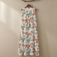 thumbnail image 6 of Jiueut Butterfly Floral Print Women’s Sleeveless Long Maxi Dress with Pockets, Linen Look Casual Summer Dress Flowy Loose Fit Beach Vacation Resort Wear Outfit, M, 6 of 7