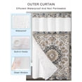 thumbnail image 2 of No Hook Cloth Fabric Shower Curtain with Snap in Liner, Brown Boho Waterproof Shower Curtains Set with See Through Top Window, Southwest Aztec Abstract Motifs Florals Bath Curtains Shower 72"x96", 2 of 6