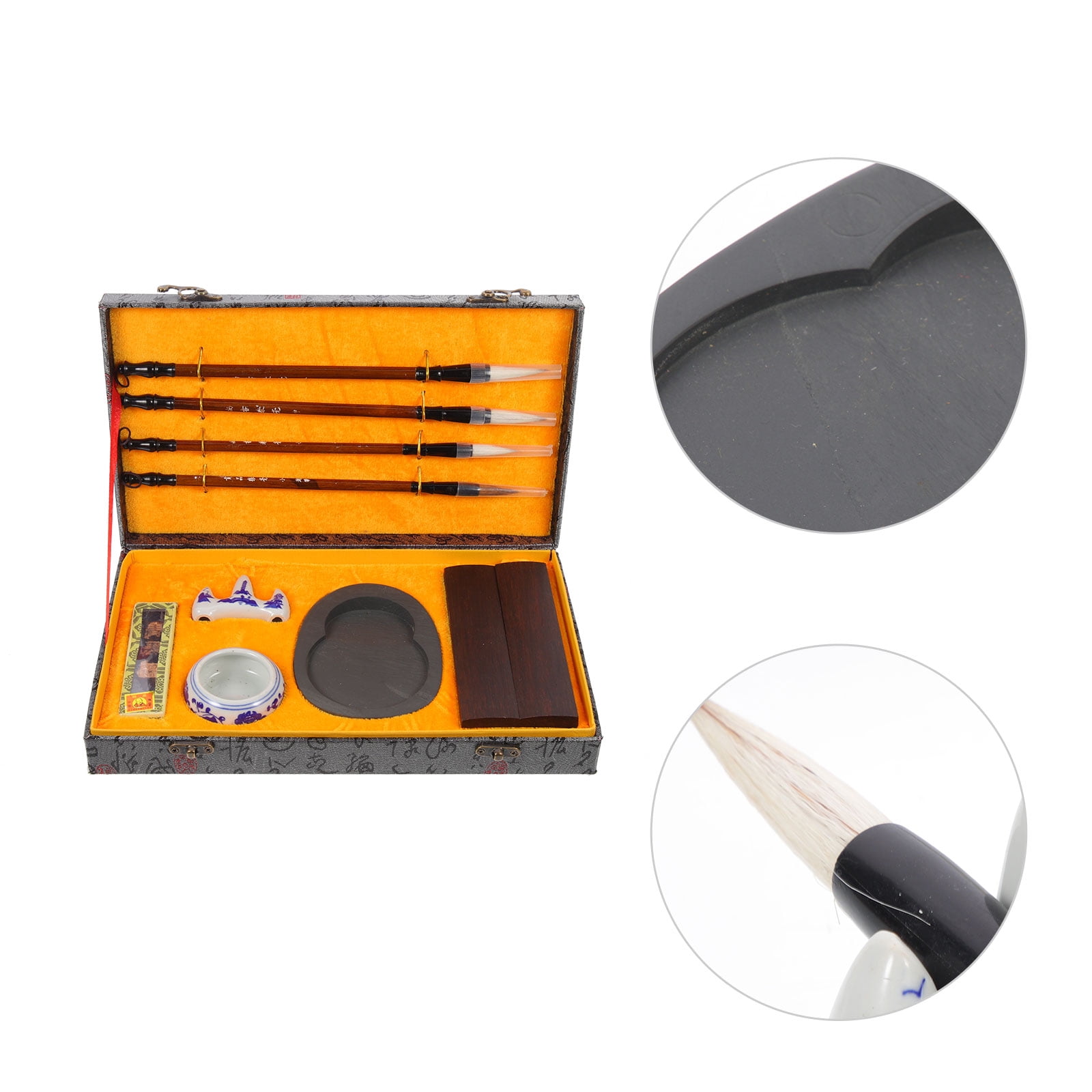unbranded 2 Sets  of Ink Stone Practicing Ink Stick Study Writing Brush Ink Brush for Student Calligraphy Supplies