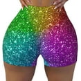 thumbnail image 2 of Lsque Colorful Glitter Pattern High Waisted Biker Shorts for Women-Tummy Control Fitness Athletic Workout Running Yoga Gym Shorts,Moisture-Wicking-, 2 of 9