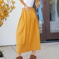 thumbnail image 6 of Sentmoon Casual Skirts for Women Plus Size High Elastic Waist Boho Long Skirt Flowy Pleated Beach Solid Color Loose Breathable Fall Skirt Comfy Winter for Christmas Dinner Yellow S, 6 of 10