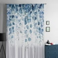 thumbnail image 5 of Blue Eucalyptus Leaves Semi Sheer Curtains Drapes for Living Room, Bedroom, French Doors Window 63 Inches Long, Summer Botanical Weeping Rod Pocket Chiffon Curtain Drapery Voile Draperies Panel, 5 of 6