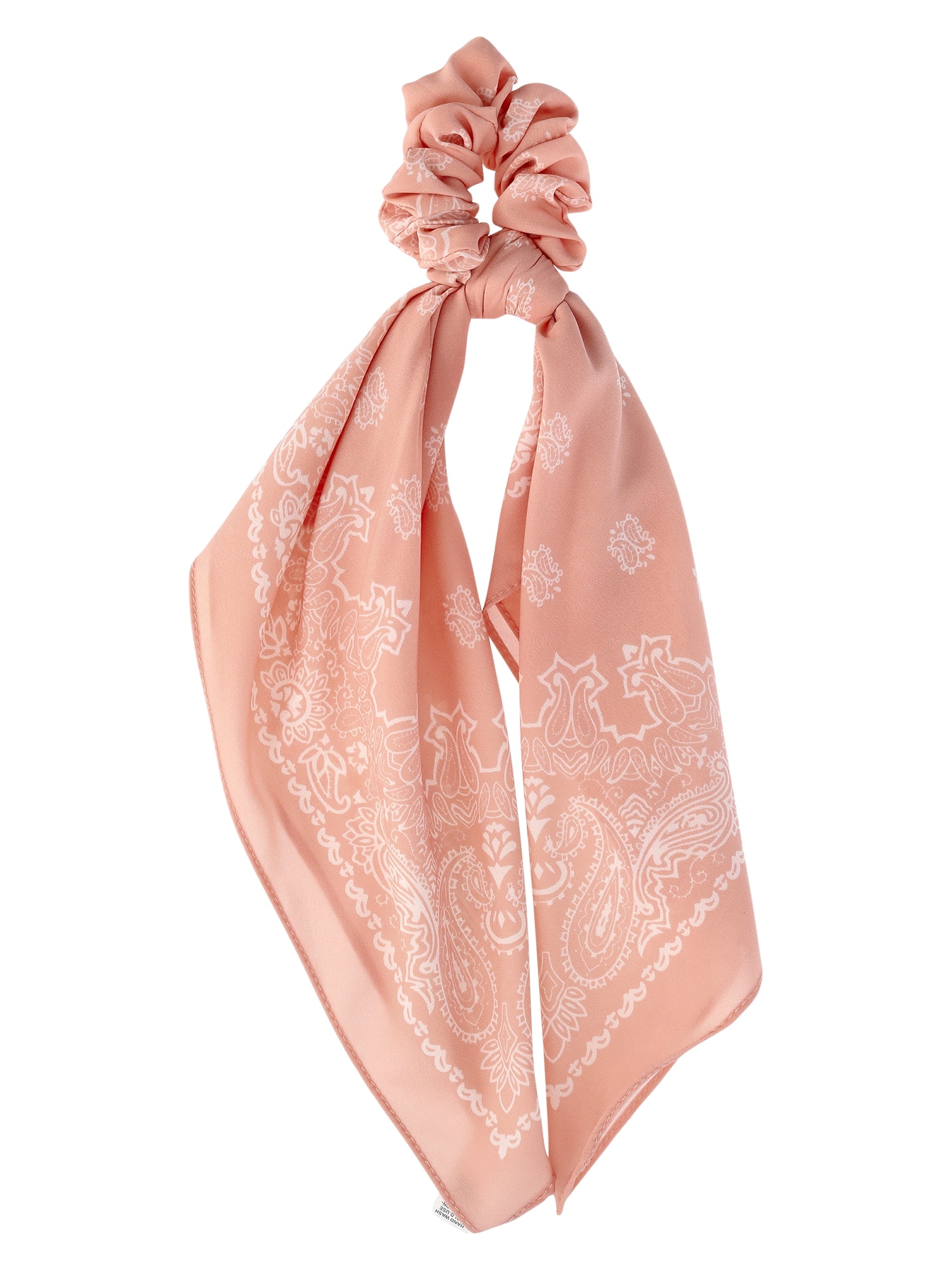 Madden NYC Women's Bandana Tie Scrunchie, 2-Pack, Ivory/Blush