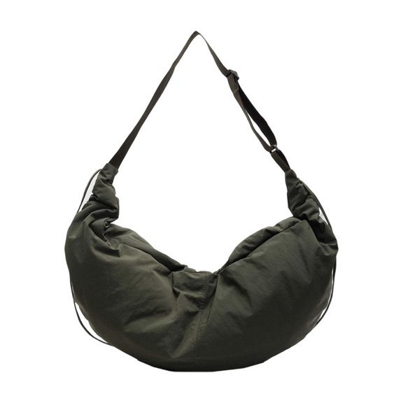 Women's Nylon Crescent Dumpling Bag - Large Capacity Crossbody & Shoulder Bag with Pleated Tassels, Water-Repellent, Stylish Design for Commute, Shopping & Daily Use Green