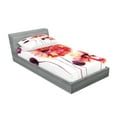 thumbnail image 2 of Floral Fitted Sheet & Pillow Sham Set, Watercolor Painting Poppy Flowers and Buds Spring Nature Design, Decorative Printed 4 Piece Bedding Decor Set, Twinxl, Peach Scarlet Purple, by Ambesonne, 2 of 3