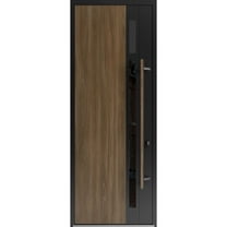 Front Exterior Prehung Steel Door / Dekton 0163 Venezia Noce / Entry Metal Modern Painted W36x96 Left-hand