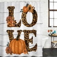 thumbnail image 2 of Orange Pumpkins Fall Shower Curtain, Waterproof Shower Curtains for Bathroom, Thanksgiving Botanical Love Wooden Washable Fabric Bathtub Curtain Set Bath Decor with 12 Hooks 48"x72", 2 of 8