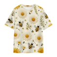 thumbnail image 4 of Women's Short Sleeve T-shirt Festival Yellow Black Striped 3D Printed Round Neck Short Sleeved Loose Top,White Women's Short sleeve T-shirt M, 4 of 4