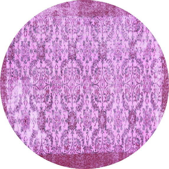 Ahgly Company Indoor Round Abstract Purple Contemporary Area Rugs, 3' Round