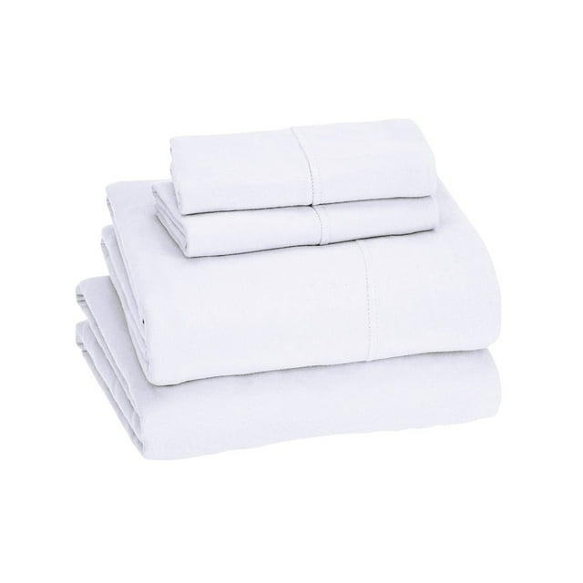 Sleepdown 100% Cotton Jersey Sheets Full, 4 Piece Full Bed Sheets Soft Breathable Deep Pocket Full Size Bed Sheets, White