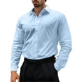 thumbnail image 4 of Blmnix Oversized Men T Shirt Dress Shirts Guide Work Shirt Undershirts Long Sleeve Button UP Collared Blue Summer Shirt,M, 4 of 5