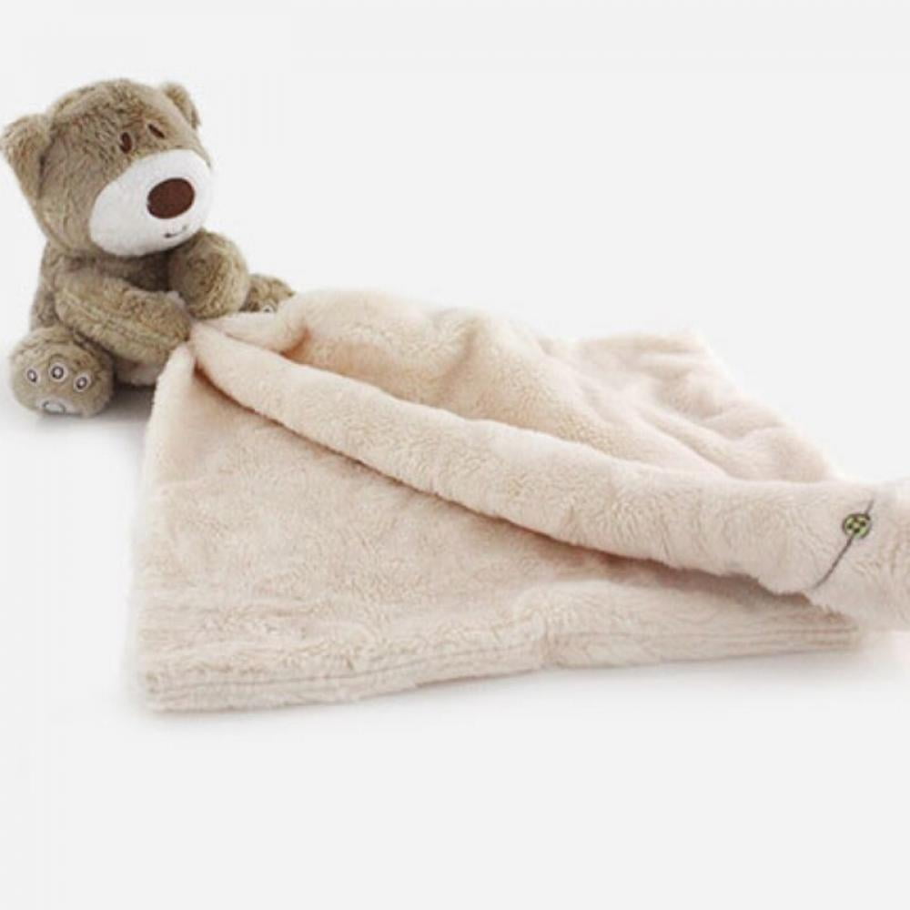 Bear Security Blanket Baby Soothing Blanket with Animal Head, Unisex
