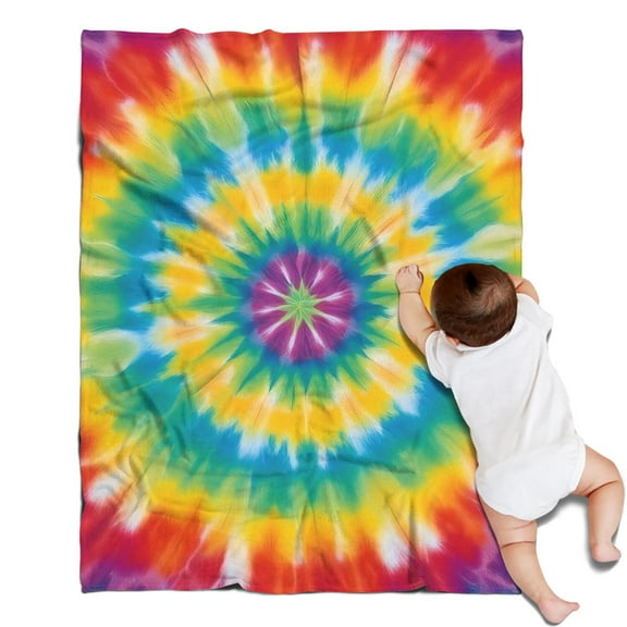 Rainbow Tie Dye Mandala Pattern Blanket,Comfortable Soft Flannel Throw Blanket,All Season,Warm Lightweight Blankets for Sofa Bed Couch Living Room Chair,30"x40"
