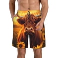 thumbnail image 1 of Balery Vintage Sunflower Cow A Traje de Baño Estilo Hawaiano para Hombre, Shorts de Secado Rápido con Bolsillos-3X-Large, 1 of 6