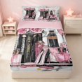 thumbnail image 2 of Erosebridal Chic Cosmetics Zipper Queen Comforter Set with Fitted Sheet and 2 Pillowcases, Girls Fashion Zipper Bedding Set, Pink Reversible, 2 of 7