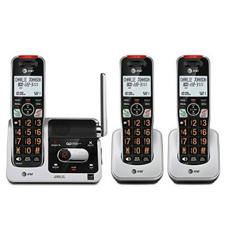 AT&T BL102-3 DECT 6.0 Wall Mount 3 Handsets Cordless Phone with Backlit Display, Black & Silver, 3 Count