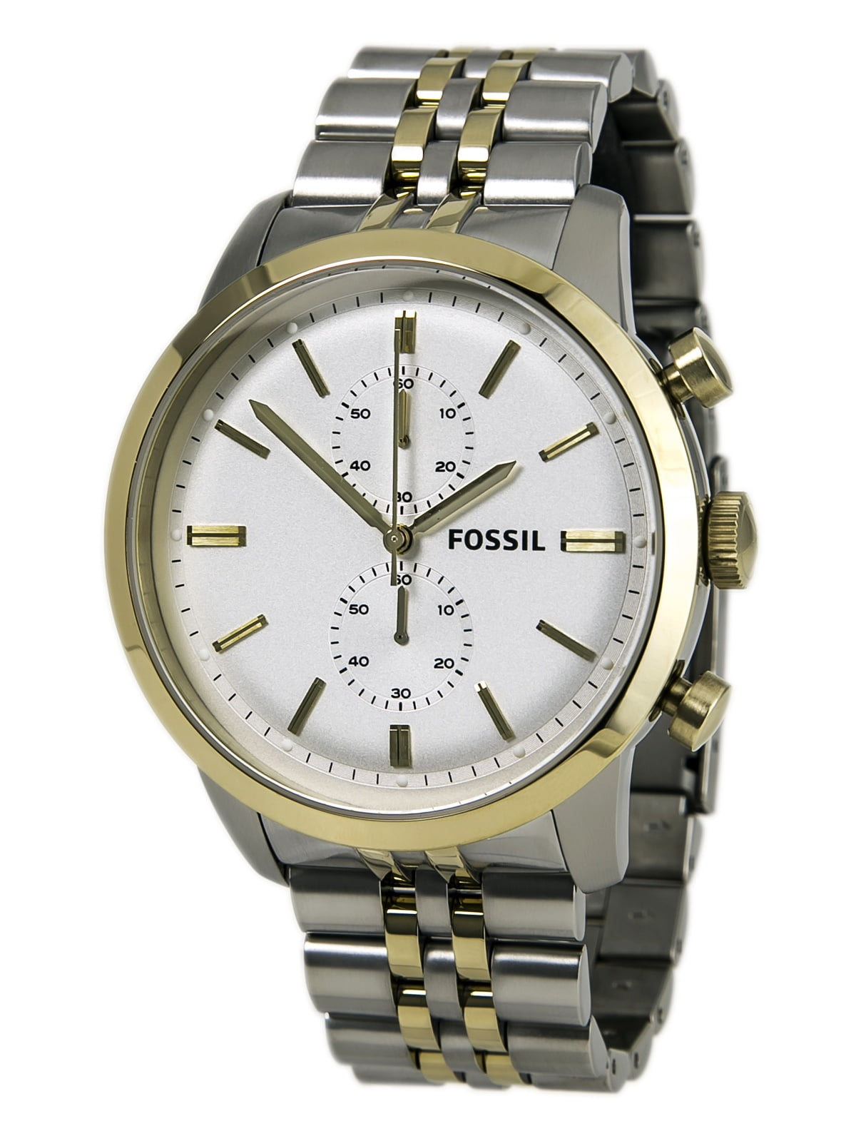 Fossil Fossil Men's FS4785 Townsman White Dial Chronograph Two Tone