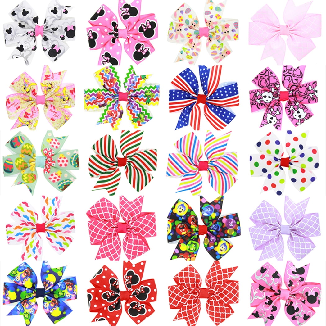 28 Pcs Hair Clips Handmade Multicolor Ribbon Hair Bow Clips Alligator Hair Barrettes Hairpin for Kids Girls