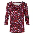 thumbnail image 4 of Penkiiy T-Shirt de la Saint-Valentin pour Femmes Manches 3/4 Col Rond Mignon Cœurs Graphiques T-Shirts Mode Décontractée Blouse TG Multicolore, 4 of 5
