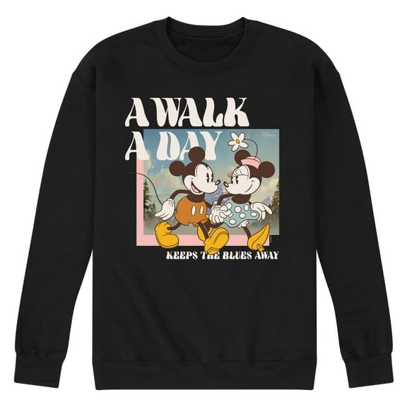 Disney - Mickey And Minnie A Walk A Day - Men's Crew Fleece Sweatshirt Sweatshirt