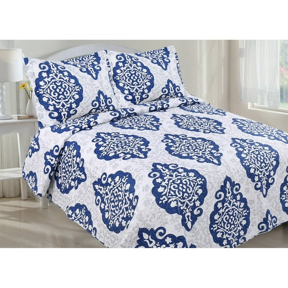 Microfiber Medallion 3 Piece Quilt Set by LCM Home Fashions