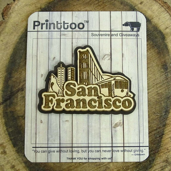 San Francisco Wood Engraved Wooden Fridge Magnet Souvenir Gift