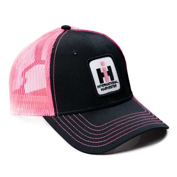 IH Stitched Logo Black with Pink Mesh Back Hat, PIH39