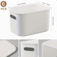 thumbnail image 3 of NTYNTY 6 Pack Small White Plastic Storage Bins with Lids & Handles, 9.84" x 7.09" x 6.3" Stackable Organizer for Crafts & Snacks, 3 of 9