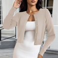 thumbnail image 2 of LEKODE Women Crew Neck Button Down Cropped Bolero Shrug Long Sleeve Lightweight Soft Plain Knit Casual Spring Fall Layering Cardigan for Dresses A L, 2 of 5