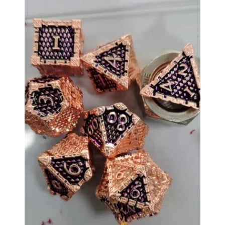 Galactic Dice Premium Dice Sets - New Dragon Skin Copper (Ver 2) Set of 7 Dice with Tin