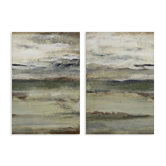 Stupell Industries Earth's Layers Neutral Abstract Abstract Painting Wrapped Canvas Canvas Art Print Wall Art, 16 x 24, Set of 2